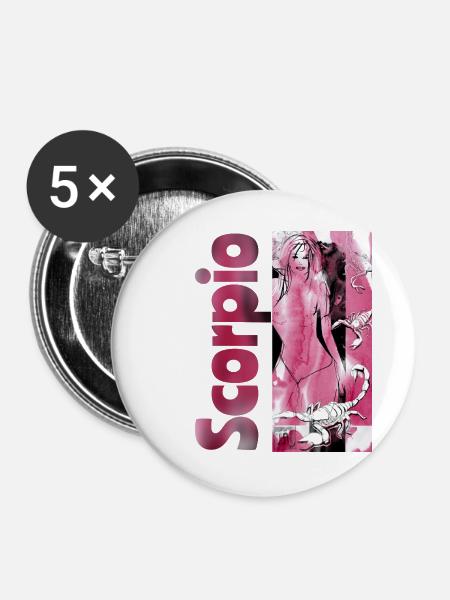 Sternzeichen Skorpion Aquarell - Buttons groß 56 mm (5er Pack) - Weiß
