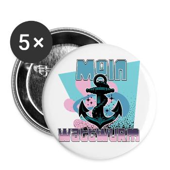 Maritime Anker mit Tau Design - Buttons groß 56 mm (5er Pack) - Weiß - Vorne