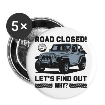 Geschlossene Straße Jeep Design - Buttons groß 56 mm (5er Pack) - Weiß - Vorne