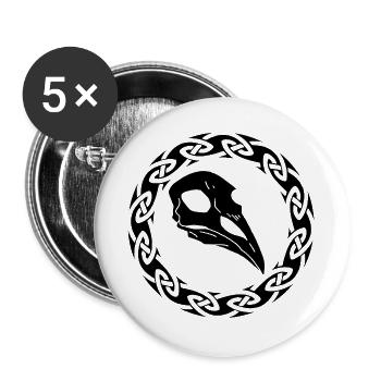 Black Viking Raven Skull - Buttons large 2.2''/56 mm (5-pack) - white - Front