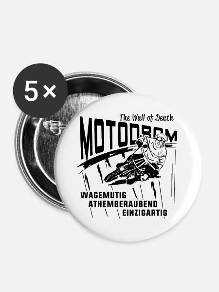 Motodrom - Buttons groß 56 mm (5er Pack) - Weiß