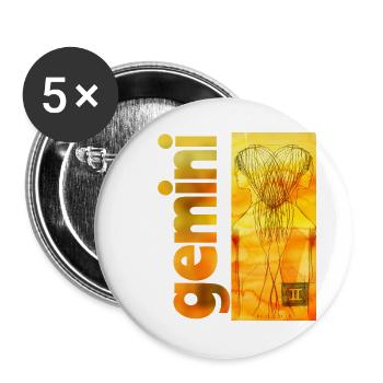 Sternzeichen Zwillinge - Buttons groß 56 mm (5er Pack) - Weiß - Vorne