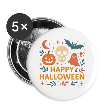 Classic Halloween - Buttons large 2.2''/56 mm (5-pack) - white - Front