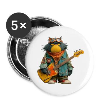 Rocking cat musician in retro style - Buttons large 2.2''/56 mm (5-pack) - white - Front