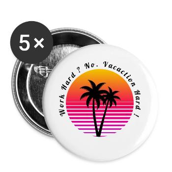 Palm Trees and Beach Sunset Retro Design - Buttons large 2.2''/56 mm (5-pack) - white - Front