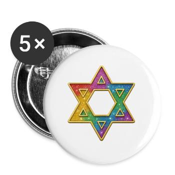 Décor d’étoiles arc-en-ciel - Lot de 5 grands badges (56 mm) - blanc - Devant