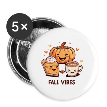 Cozy Autumn Vibes – Coffee, Pumpkin & Pie - Buttons groß 56 mm (5er Pack) - Weiß - Vorne