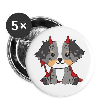 Australian Shepherd Happy Halloween Devil Costume - Buttons large 2.2''/56 mm (5-pack) - white - Front