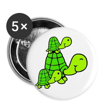 Tortues Famille Enfants Maman Papa Père Mère - Lot de 5 grands badges (56 mm) - blanc - Devant