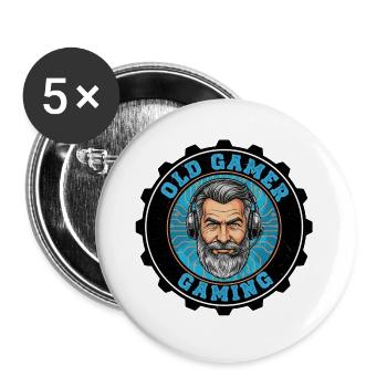 Altes Gamer-Retro-Abzeichen-Design - Buttons groß 56 mm (5er Pack) - Weiß - Vorne
