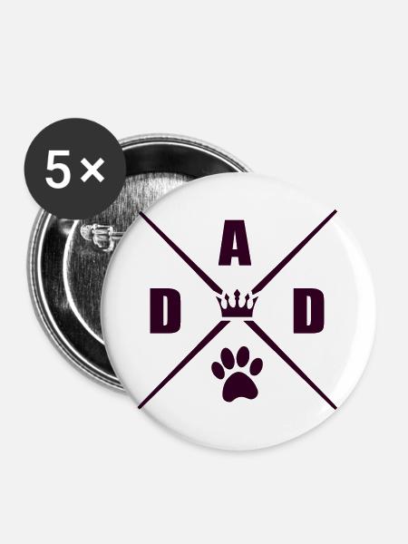 Dad Dog - Buttons groß 56 mm (5er Pack) - Weiß