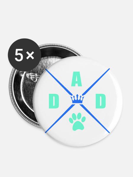 Dad Dog - Buttons groß 56 mm (5er Pack) - Weiß