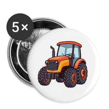 Traktor - Buttons groß 56 mm (5er Pack) - Weiß - Vorne
