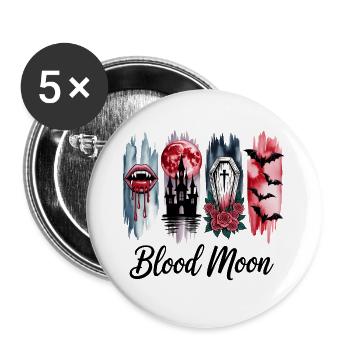 Lune de sang 4 PaneMotif gothique d’Halloween - Lot de 5 grands badges (56 mm) - blanc - Devant