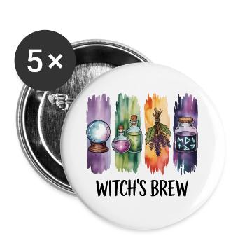 Halloween Mystical Witches Brew Potion Design - Buttons large 2.2''/56 mm (5-pack) - white - Front