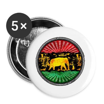 Elephant motif with reggae symbol - Buttons large 2.2''/56 mm (5-pack) - white - Front