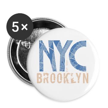 NYC Brooklyn – Style urbain - Lot de 5 grands badges (56 mm) - blanc - Devant