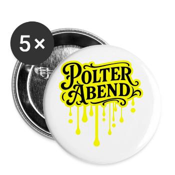 Polter Abend Polterhochzeit - Buttons groß 56 mm (5er Pack) - Weiß - Vorne