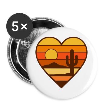 Heart Desert Sun Design - Buttons large 2.2''/56 mm (5-pack) - white - Front