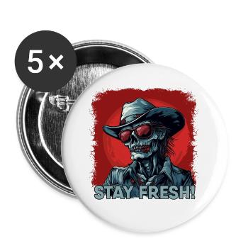 Zombie Cowboy with saying - Buttons large 2.2''/56 mm (5-pack) - white - Front
