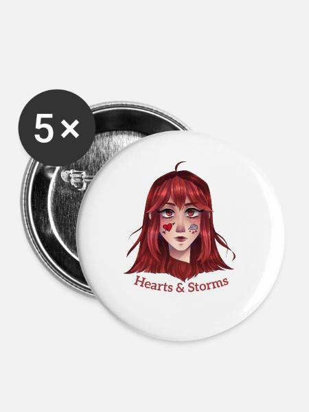 Hearts & Storms - Buttons groß 56 mm (5er Pack) - Weiß