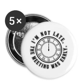 Humor English Clock in Satirical Style - Buttons large 2.2''/56 mm (5-pack) - white - Front