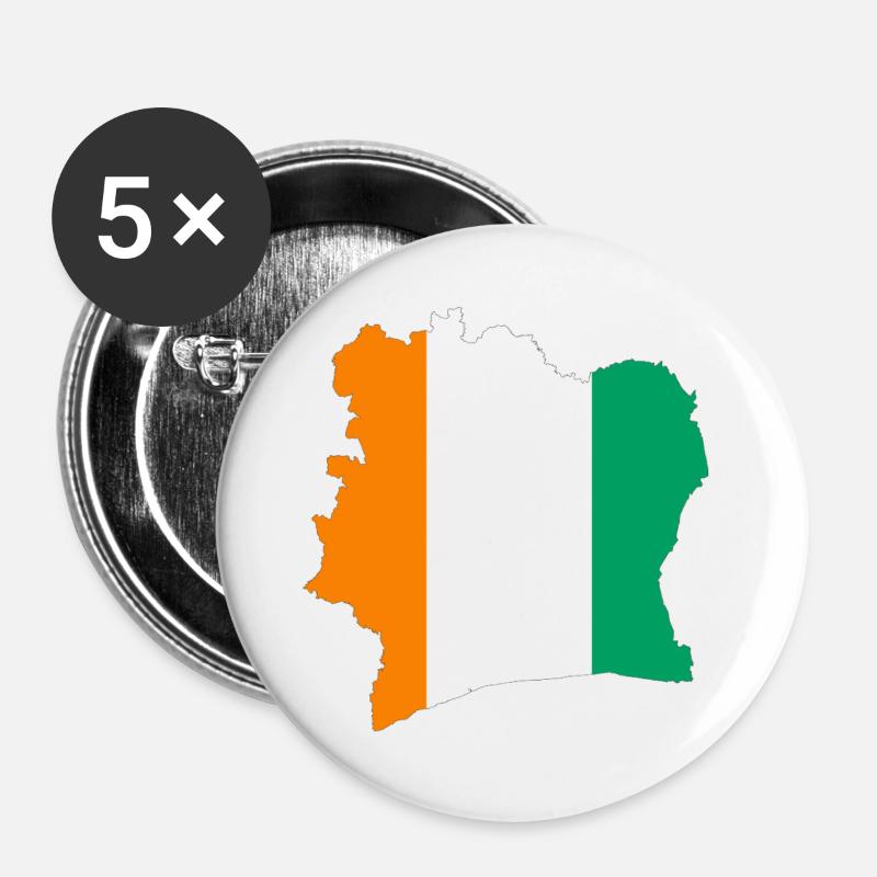 Stylized tricolor ivory coast map - Buttons large 2.2''/56 mm (5-pack) - white
