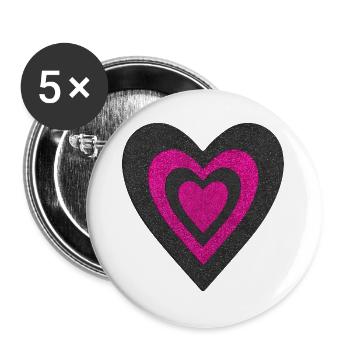 Cœurs  - Lot de 5 grands badges (56 mm) - blanc - Devant