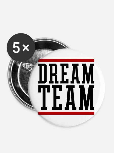Dream Team - Buttons groß 56 mm (5er Pack) - Weiß