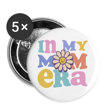 In My Mom Era – Retro Pastell mit Blume - Buttons groß 56 mm (5er Pack) - Weiß - Vorne