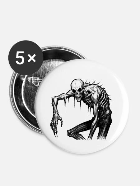 Albtraum Spooky Skelett Maskerade - Buttons groß 56 mm (5er Pack) - Weiß
