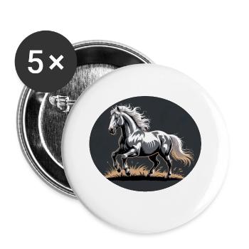 Elégant Silver Trotting Tinker Stallion - Lot de 5 grands badges (56 mm) - blanc - Devant