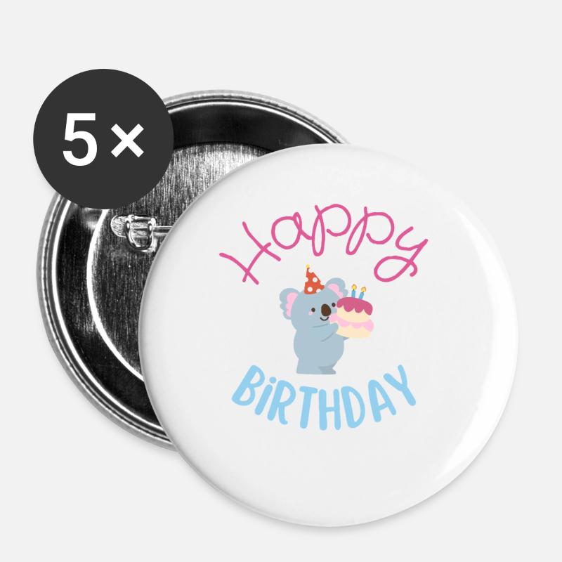 Happy birthday - Buttons large 2.2''/56 mm (5-pack) - white