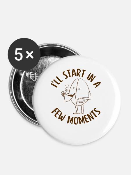 Kaffeesüchtig - Buttons groß 56 mm (5er Pack) - Weiß