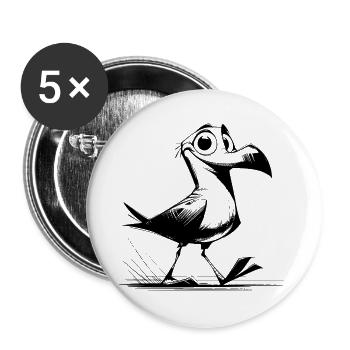 Bird flutterman with seagulls clown DNA - Buttons large 2.2''/56 mm (5-pack) - white - Front
