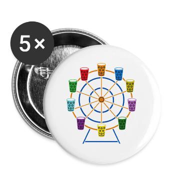 Pop Art Riesenrad – Dubbeglas Wurstmarkt Weinfest - Buttons groß 56 mm (5er Pack) - Weiß - Vorne