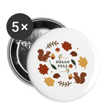 Herbstliches Naturmotiv mit Eichhörnchen - Buttons groß 56 mm (5er Pack) - Weiß - Vorne