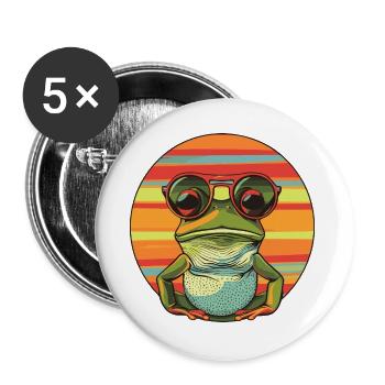 Casual frog sunglasses design - Buttons large 2.2''/56 mm (5-pack) - white - Front
