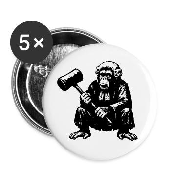 Rebellious monkey judge with hammer - Buttons large 2.2''/56 mm (5-pack) - white - Front