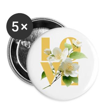 Elegante Jasmin Blumige Liebe Typografie - Buttons groß 56 mm (5er Pack) - Weiß - Vorne