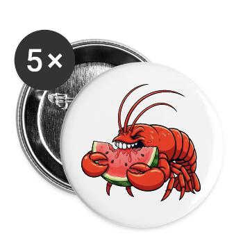 Sweet Lobster Summer Cartoon Watermelon Fruity - Buttons large 2.2''/56 mm (5-pack) - white - Front