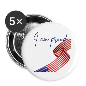 Fierté Américaine Enroulée à Drapeau - Lot de 5 grands badges (56 mm) - blanc - Devant