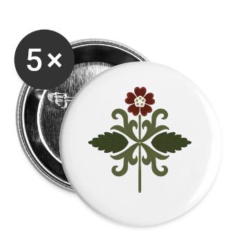 Design de symétrie florale vintage - Lot de 5 grands badges (56 mm) - blanc - Devant