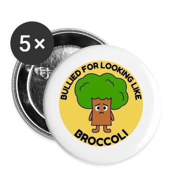 Funny Broccoli Comic Bullying Tree Bullying - Buttons large 2.2''/56 mm (5-pack) - white - Front