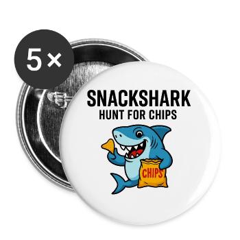Requin mignon avec des puces - Lot de 5 grands badges (56 mm) - blanc - Devant