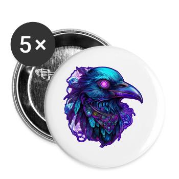 Roi Corbeau Noir – Guide spirituel - Lot de 5 grands badges (56 mm) - blanc - Devant