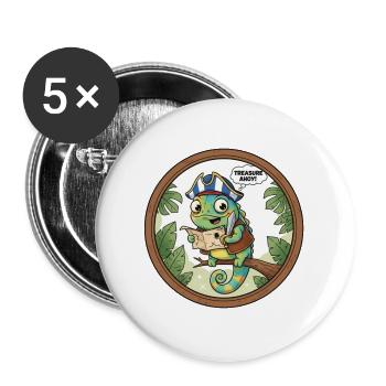 Adventurer Gecko with Pirate Hat - Buttons large 2.2''/56 mm (5-pack) - white - Front