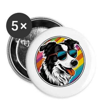 Cool dog with sunglasses - Buttons large 2.2''/56 mm (5-pack) - white - Front