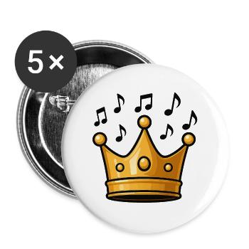 King's crown with musical elements - Buttons large 2.2''/56 mm (5-pack) - white - Front