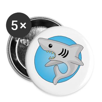Manga shark - Buttons large 2.2''/56 mm (5-pack) - white - Front